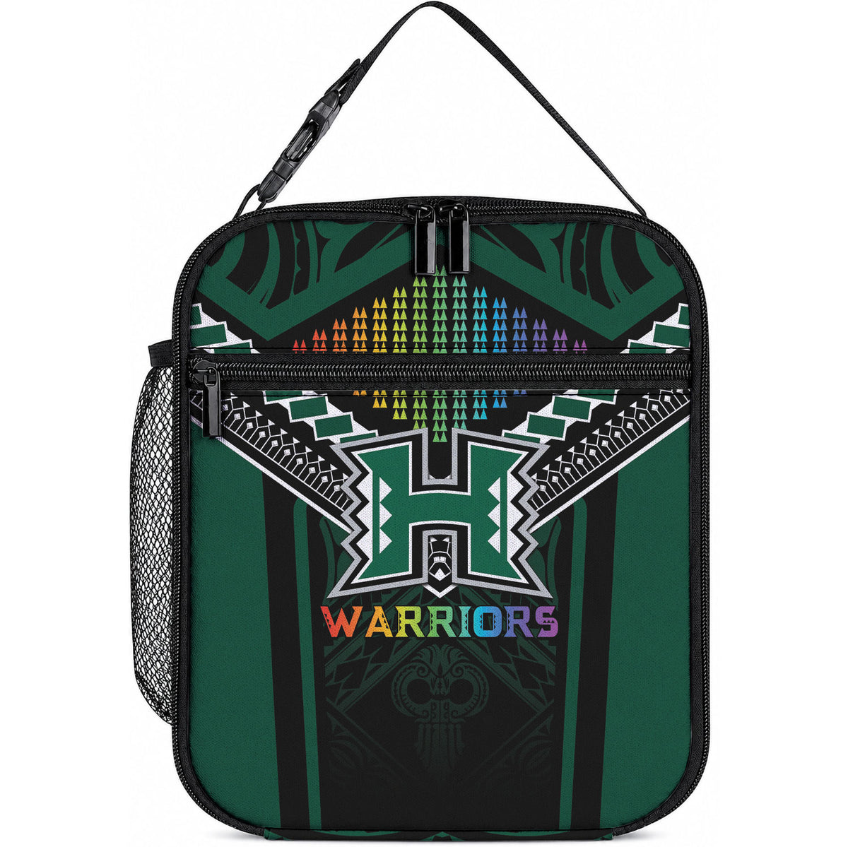 Hawaii Warriors Football Lunch Bag Rainbow Kakau Pattern Black