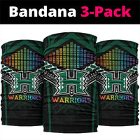 Hawaii Warriors Football Neck Gaiter Rainbow Kakau Pattern Black