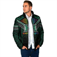 Custom Hawaii Warriors Football Padded Jacket Rainbow Kakau Pattern Black LT05 - Polynesian Pride