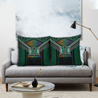 Hawaii Warriors Football Pillow Cover Rainbow Kakau Pattern Black