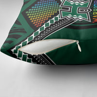 Hawaii Warriors Football Pillow Cover Rainbow Kakau Pattern Black