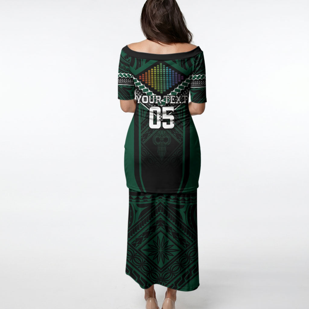 Custom Hawaii Warriors Football Puletasi Rainbow Kakau Pattern Black
