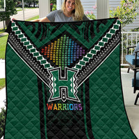 Hawaii Warriors Football Quilt Rainbow Kakau Pattern Black