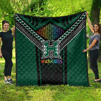 Hawaii Warriors Football Quilt Rainbow Kakau Pattern Black