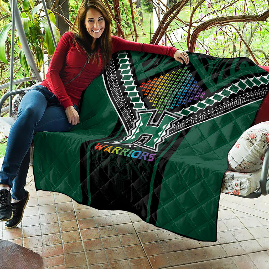 Hawaii Warriors Football Quilt Rainbow Kakau Pattern Black