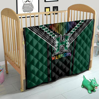 Hawaii Warriors Football Quilt Rainbow Kakau Pattern Black