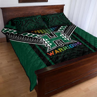 Hawaii Warriors Football Quilt Bed Set Rainbow Kakau Pattern Black