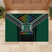 Hawaii Warriors Football Rubber Doormat Rainbow Kakau Pattern Black