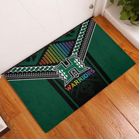 Hawaii Warriors Football Rubber Doormat Rainbow Kakau Pattern Black
