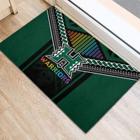 Hawaii Warriors Football Rubber Doormat Rainbow Kakau Pattern Black