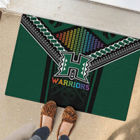 Hawaii Warriors Football Rubber Doormat Rainbow Kakau Pattern Black