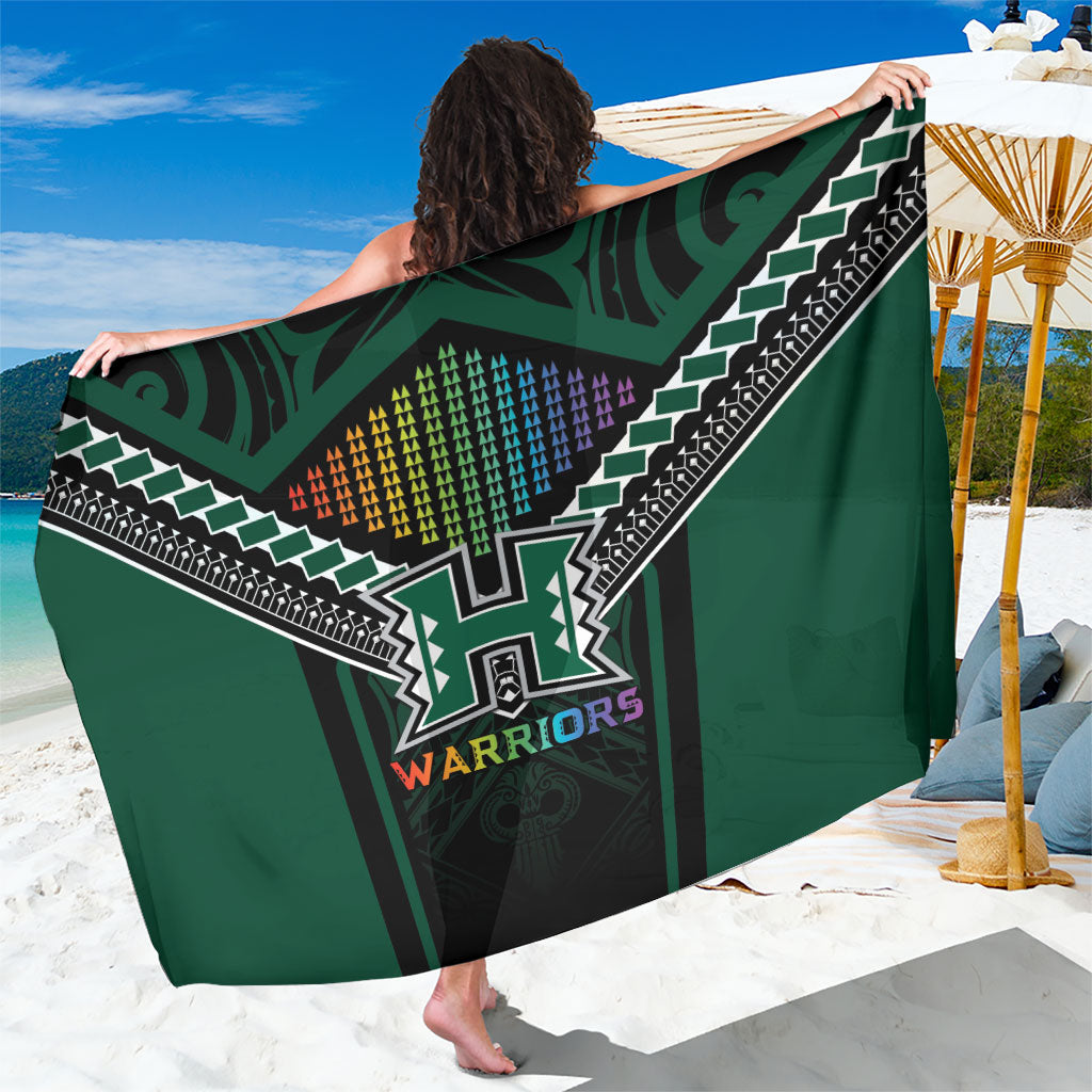 Hawaii Warriors Football Sarong Rainbow Kakau Pattern Black