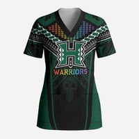 Custom Hawaii Warriors Football Scrub Top Rainbow Kakau Pattern Black