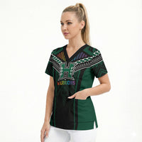 Custom Hawaii Warriors Football Scrub Top Rainbow Kakau Pattern Black