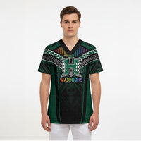 Custom Hawaii Warriors Football Scrub Top Rainbow Kakau Pattern Black