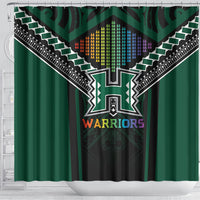 Hawaii Warriors Football Shower Curtain Rainbow Kakau Pattern Black
