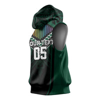 Custom Hawaii Warriors Football Sleeveless Hoodie Rainbow Kakau Pattern Black LT05 - Polynesian Pride