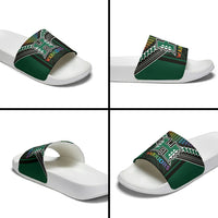 Hawaii Warriors Football Slide Sandals Rainbow Kakau Pattern Black