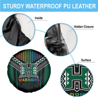 Hawaii Warriors Football Spare Tire Cover Rainbow Kakau Pattern Black