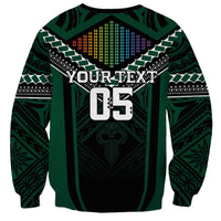 Custom Hawaii Warriors Football Sweatshirt Rainbow Kakau Pattern Black