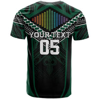 Custom Hawaii Warriors Football T Shirt Rainbow Kakau Pattern Black