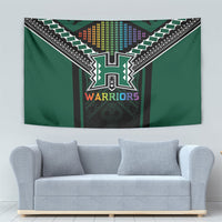 Hawaii Warriors Football Tapestry Rainbow Kakau Pattern Black