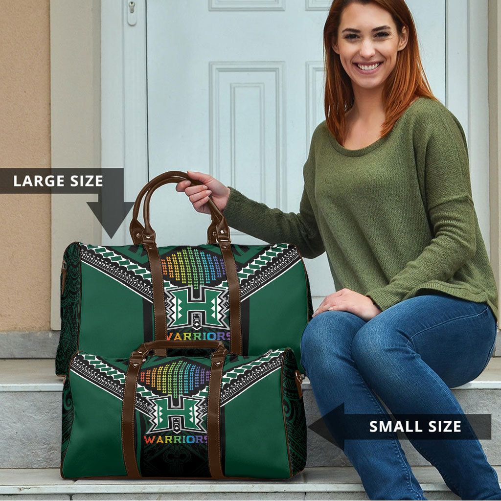 Hawaii Warriors Football Travel Bag Rainbow Kakau Pattern Black