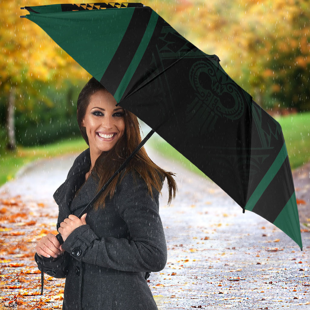 Hawaii Warriors Football Umbrella Rainbow Kakau Pattern Black
