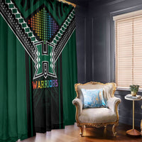 Hawaii Warriors Football Window Curtain Rainbow Kakau Pattern Black