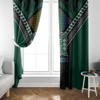 Hawaii Warriors Football Window Curtain Rainbow Kakau Pattern Black