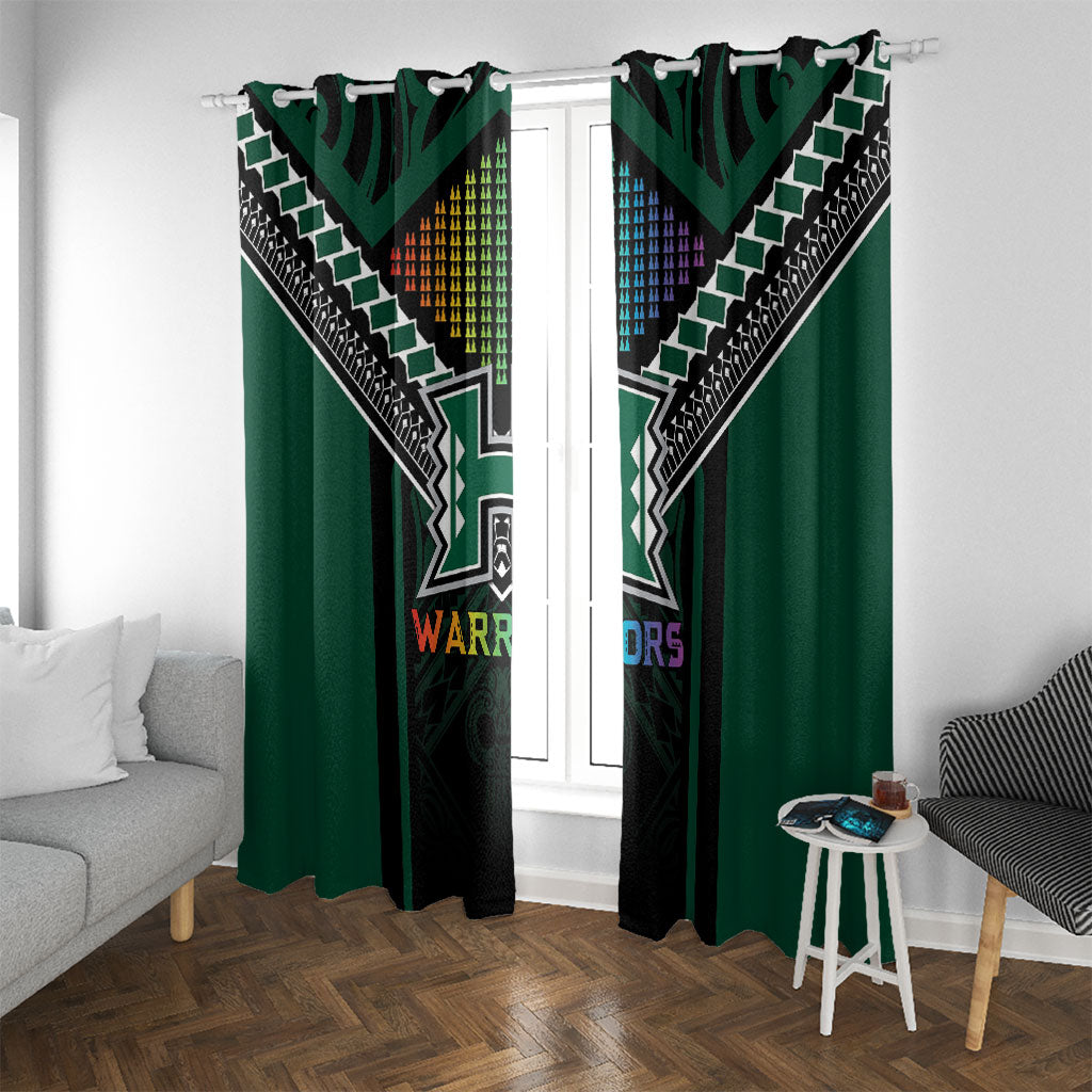 Hawaii Warriors Football Window Curtain Rainbow Kakau Pattern Black