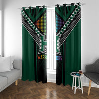 Hawaii Warriors Football Window Curtain Rainbow Kakau Pattern Black