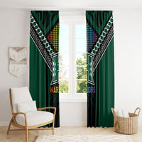 Hawaii Warriors Football Window Curtain Rainbow Kakau Pattern Black