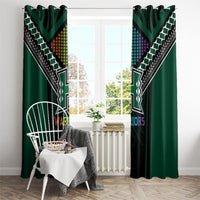 Hawaii Warriors Football Window Curtain Rainbow Kakau Pattern Black