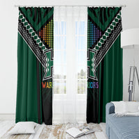 Hawaii Warriors Football Window Curtain Rainbow Kakau Pattern Black