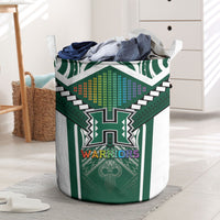 Hawaii Warriors Football Laundry Basket Rainbow Kakau Pattern Green