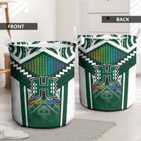 Hawaii Warriors Football Laundry Basket Rainbow Kakau Pattern Green