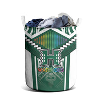 Hawaii Warriors Football Laundry Basket Rainbow Kakau Pattern Green