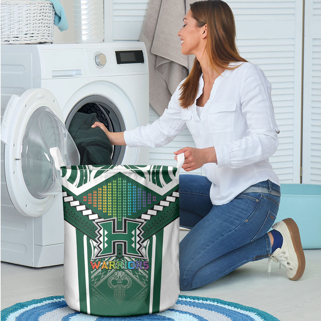 Hawaii Warriors Football Laundry Basket Rainbow Kakau Pattern Green