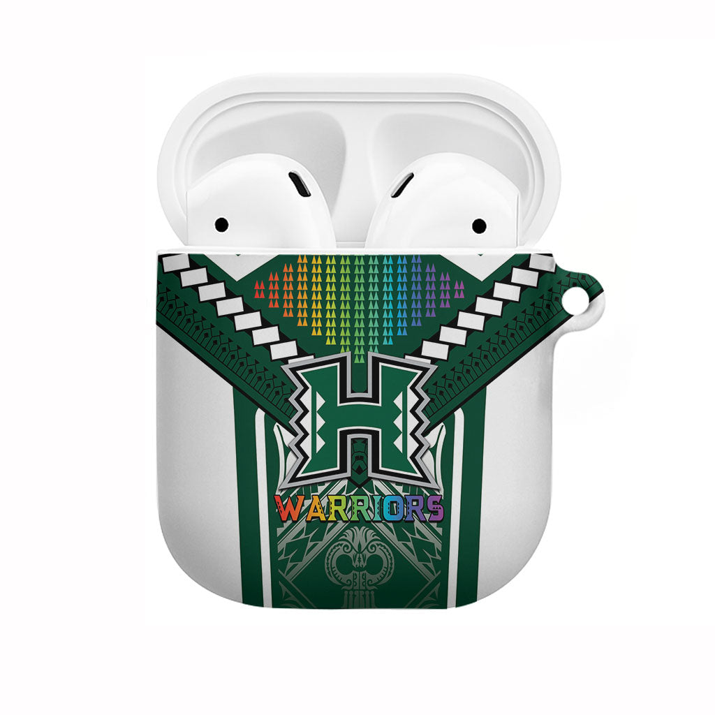 Hawaii Warriors Football AirPods Case Rainbow Kakau Pattern Green