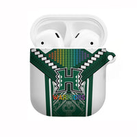Hawaii Warriors Football AirPods Case Rainbow Kakau Pattern Green