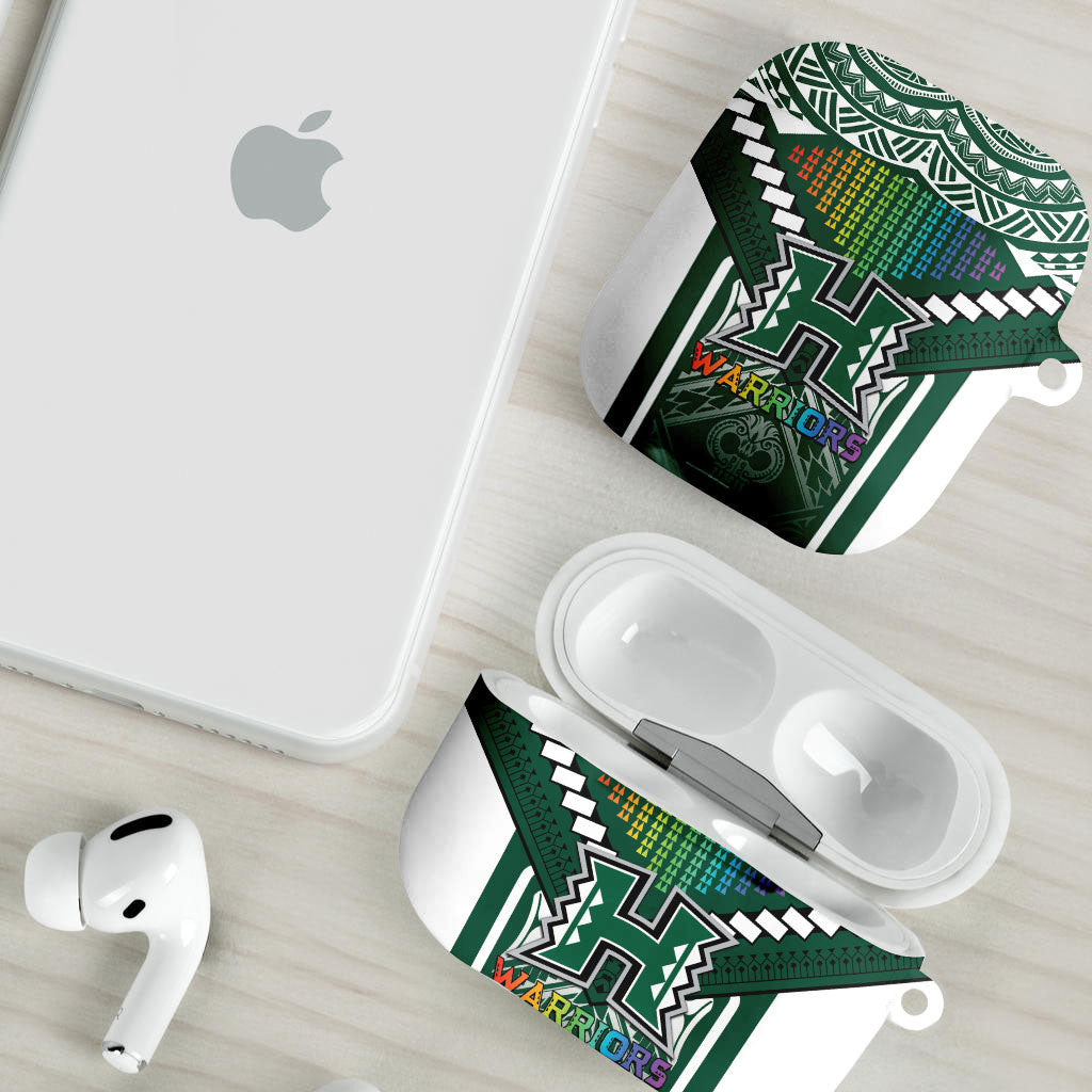 Hawaii Warriors Football AirPods Case Rainbow Kakau Pattern Green