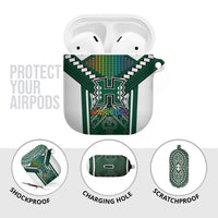 Hawaii Warriors Football AirPods Case Rainbow Kakau Pattern Green