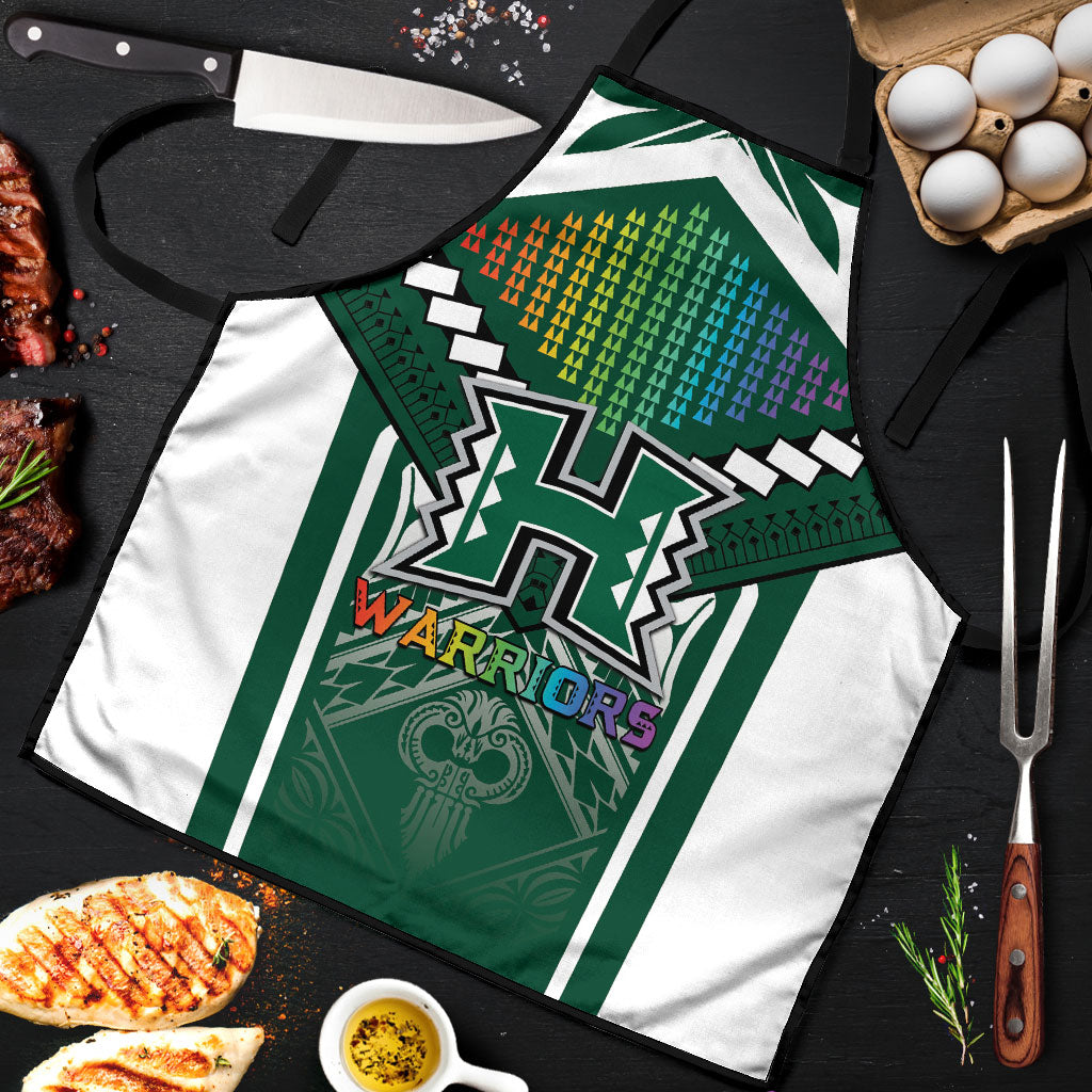 Hawaii Warriors Football Apron Rainbow Kakau Pattern Green