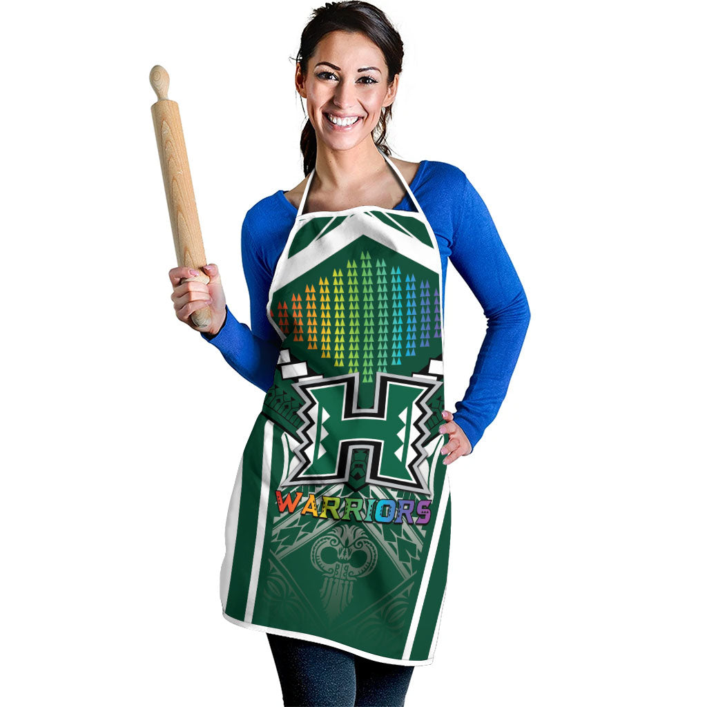 Hawaii Warriors Football Apron Rainbow Kakau Pattern Green