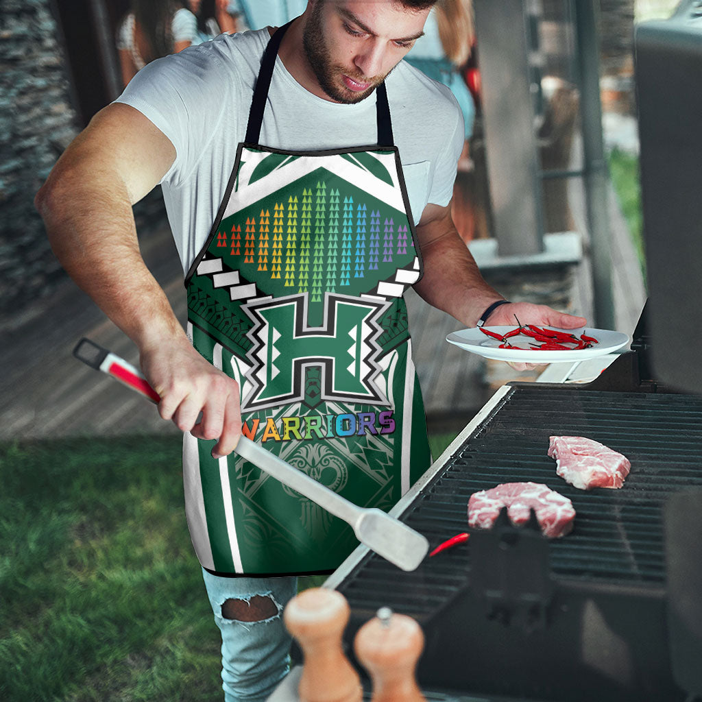 Hawaii Warriors Football Apron Rainbow Kakau Pattern Green