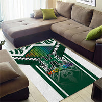 Hawaii Warriors Football Area Rug Rainbow Kakau Pattern Green