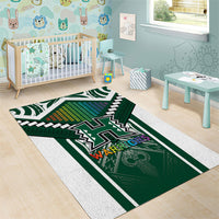 Hawaii Warriors Football Area Rug Rainbow Kakau Pattern Green