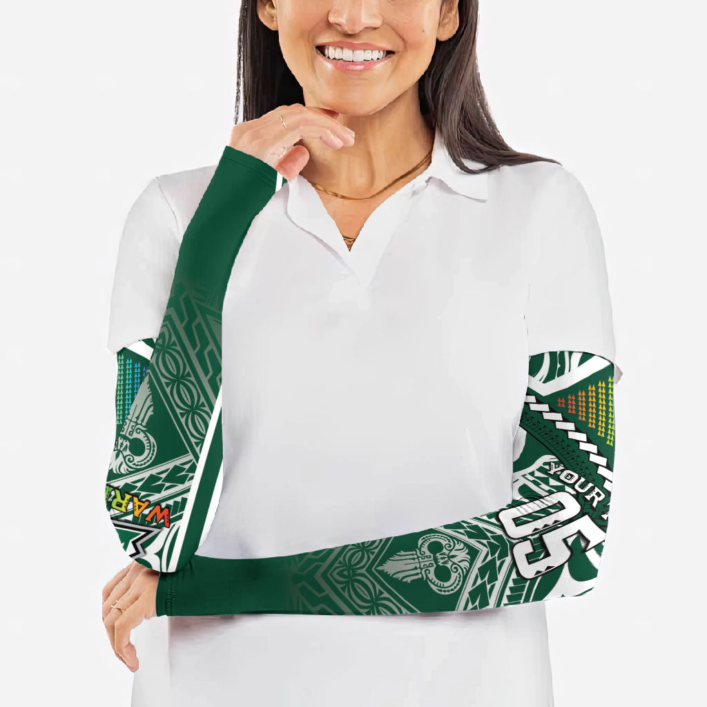 Custom Hawaii Warriors Football Arm Sleeves Rainbow Kakau Pattern Green