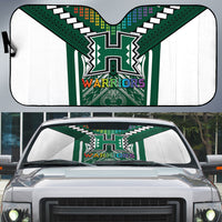 Hawaii Warriors Football Auto Sun Shade Rainbow Kakau Pattern Green